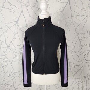 Lululemon Black Luon Lavender Side Stripe Full Zip Cropped Jacket